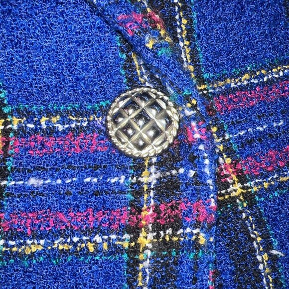 Vintage JR Bentley Blue Purple Plaide Blazer Wool Blend Size Medium one button - Picture 4 of 9